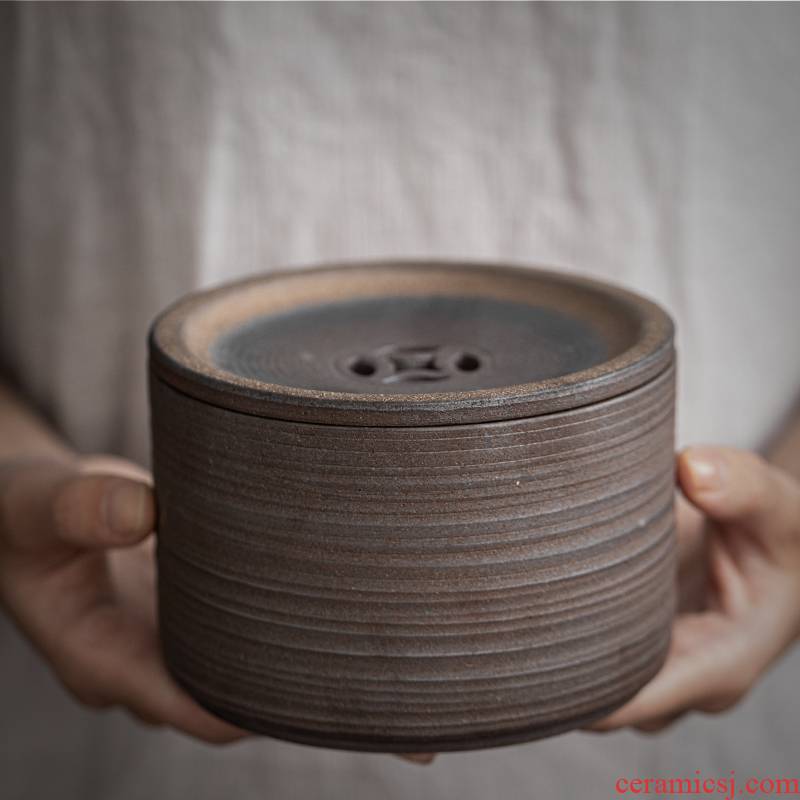 Plain film ceramic building hot water Japanese small dishes kung fu tea tea bucket cylinder accessories old rock desktop dross barrels of mud