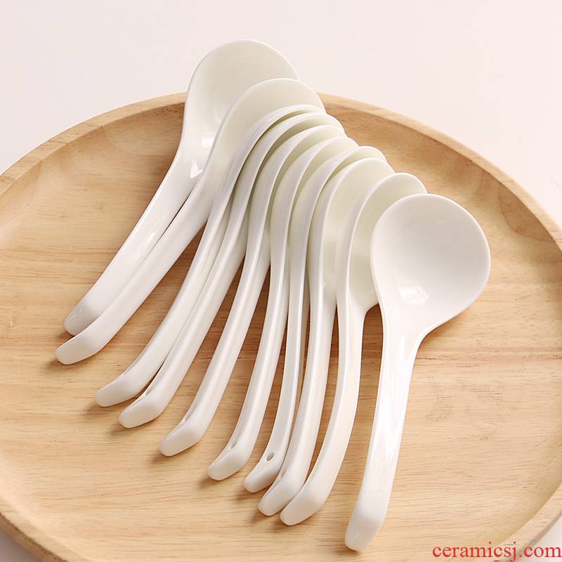 Only 10 to spoon with long handle ceramic spoon spoons condiment spoon ladle suit pure white ipads China children