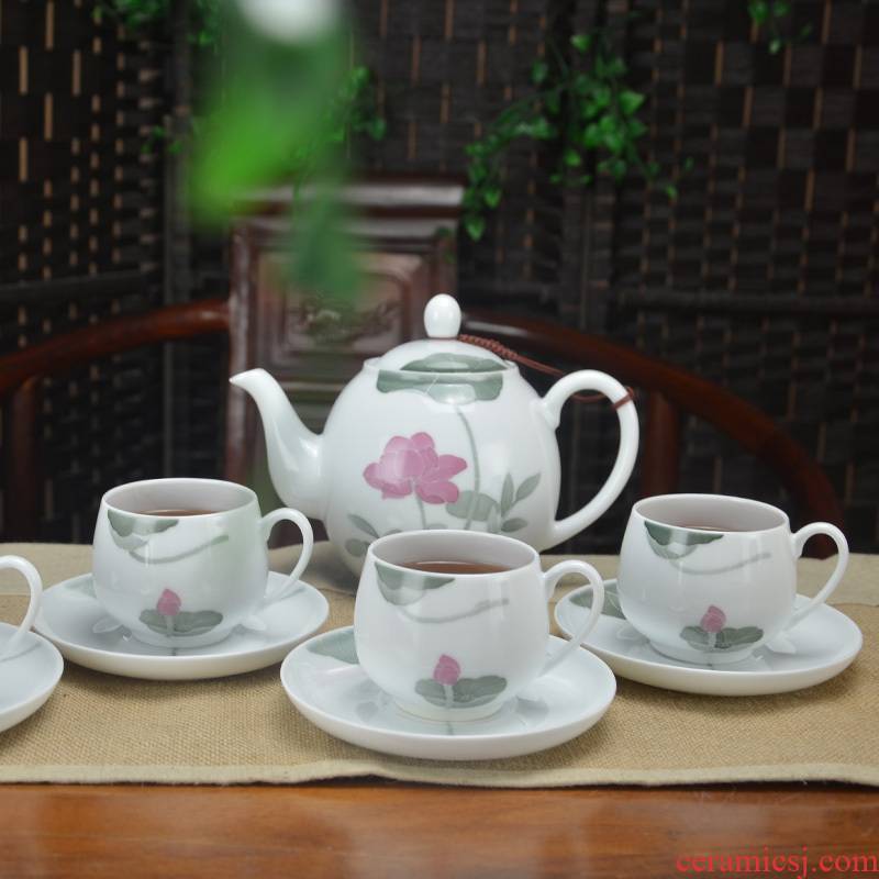 The Under glaze color porcelain kung fu tea set hand - made of high - capacity 9 cups and saucers office home tea gifts