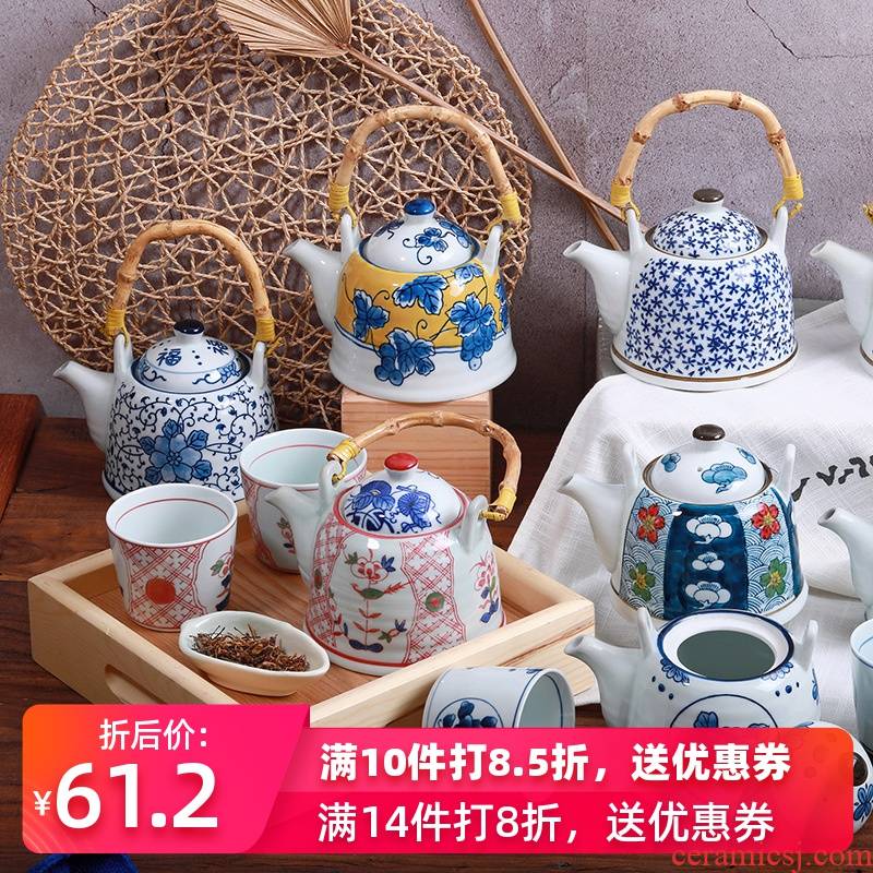 Three points to burn portable kettle and tea set single pot of Japanese ceramic teapot set household pot of tea kettle to girder