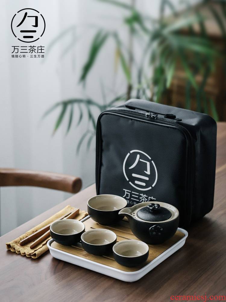 Three thousand cup to crack a pot of tea village two cups of Japanese ceramics 2 office travel portable mini tea tea set