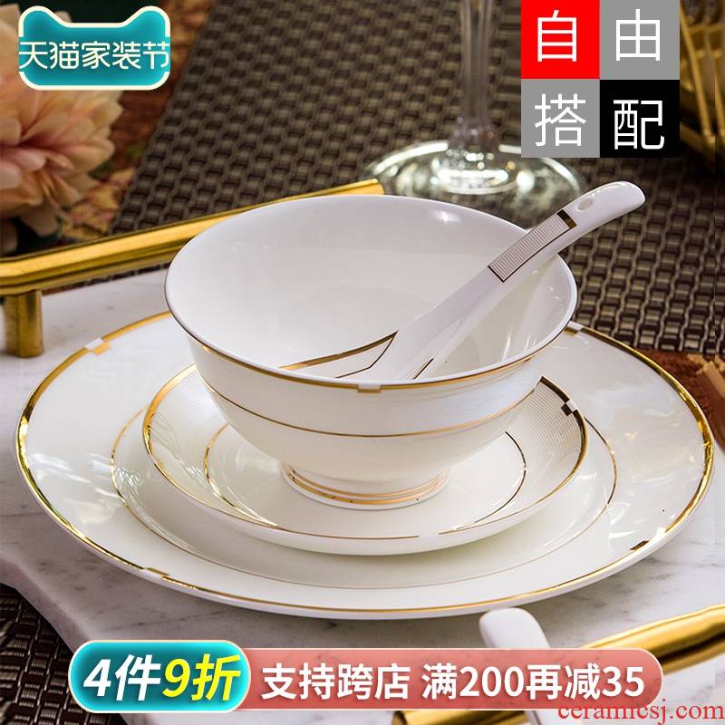 Ou always plates spoon, free collocation with dishes European - style ipads porcelain tableware suit household ceramics large bowl of soup bowl