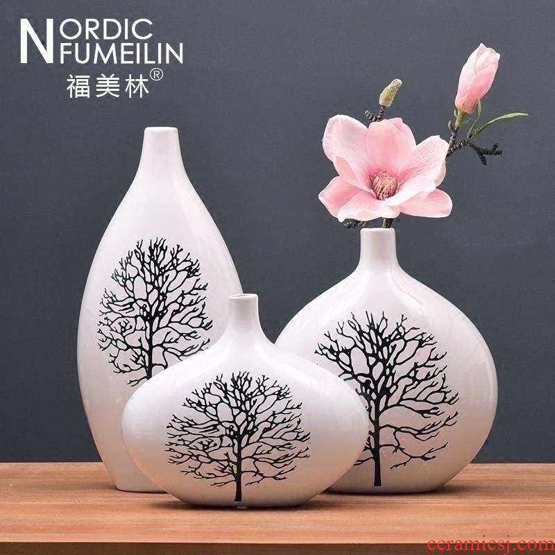 Jingdezhen ceramic vase furnishing articles sitting room flower arranging three - piece jewelry TV ark, household act the role ofing is tasted I and contracted