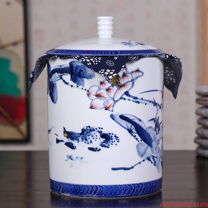 Hand - made ceramic tea caddy fixings household deposit box sealed tank storage tanks put tea POTS of large POTS