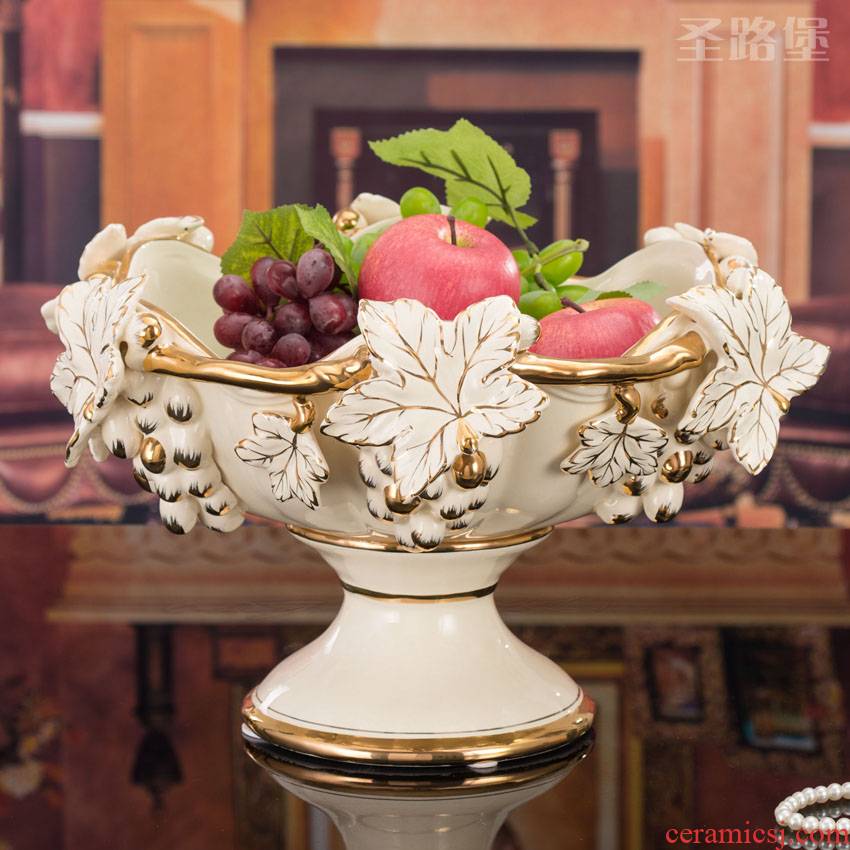 St way fort European ceramic fruit bowl sitting room creative household adornment large embossment grape compote furnishing articles