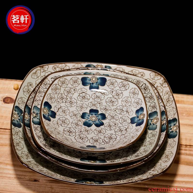 Flat tray hand - made ceramic plate suit 8 inches round square plate under the enamel see colour beefsteak type
