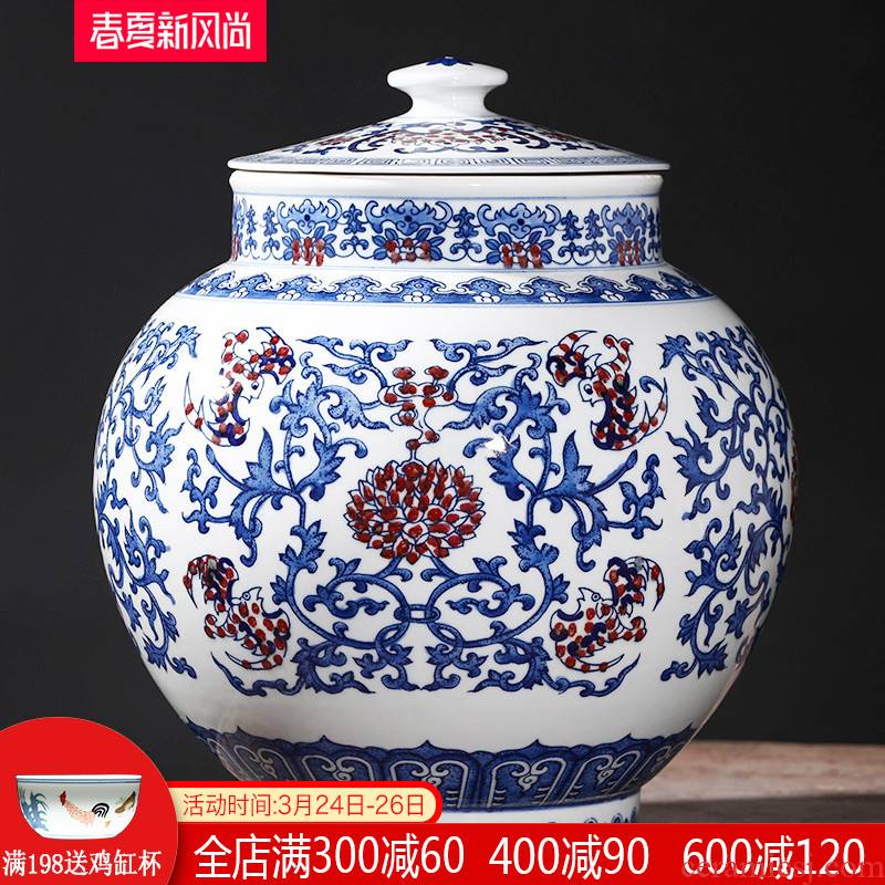 Imitation yongzheng hand - made antique blue and white porcelain of jingdezhen ceramics storage tank classical sitting room home furnishing articles