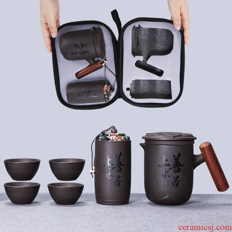 Ronkin your up portable travel tea set a complete set of Japanese contracted is suing suits for the teapot tea exchanger with the ceramics