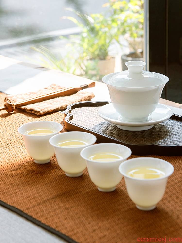 Good thing, jingdezhen manual tureen white porcelain cups kung fu tea set three tureen ceramic thin foetus to use