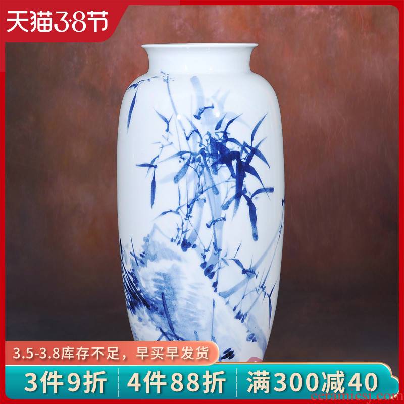 Jingdezhen ceramic lrene hand - made LanZhu figure vase flower fashionable Chinese style classical home furnishing articles in the living room