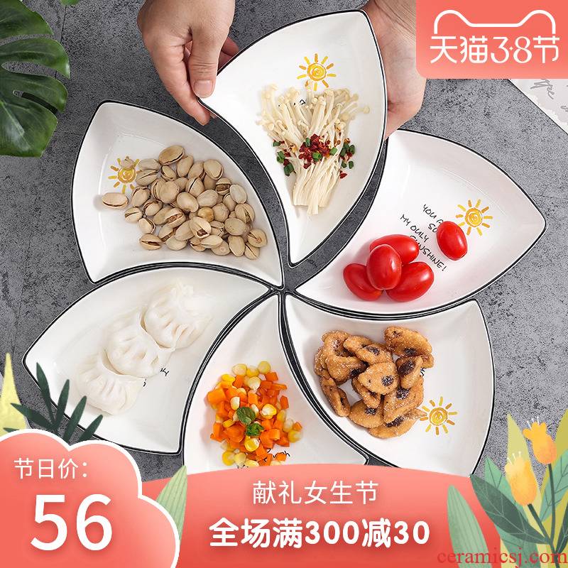 Ceramic platter creative home plate tableware suit irregular snack plates dried fruit snacks fruit net during the quotation