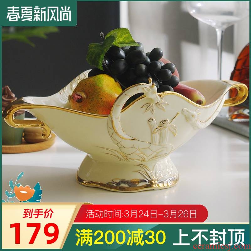 Fruit bowl European - style move household ivory porcelain ceramic sitting room tea table Fruit basket contracted and I creative candy dishes