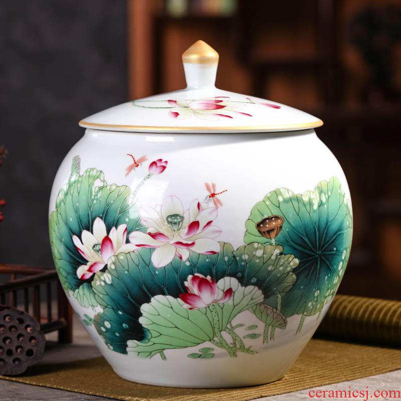 Caddy fixings large seal pot of tea cake tea to wake jingdezhen ceramic tea set storage store receives tea urn