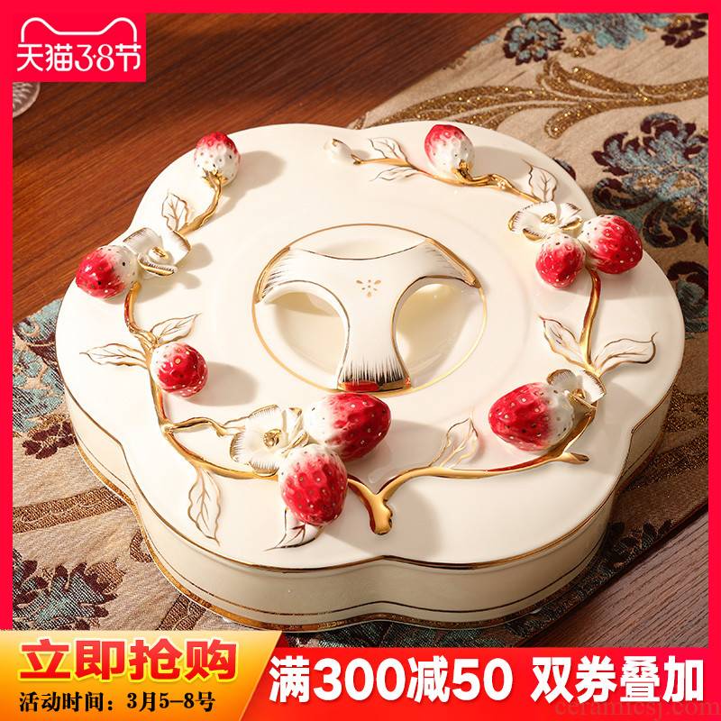 Key-2 Luxury European - style dry fruit tray was creative ceramic sitting room tea table separate snack plate melon seed box of candy dish home for the holiday