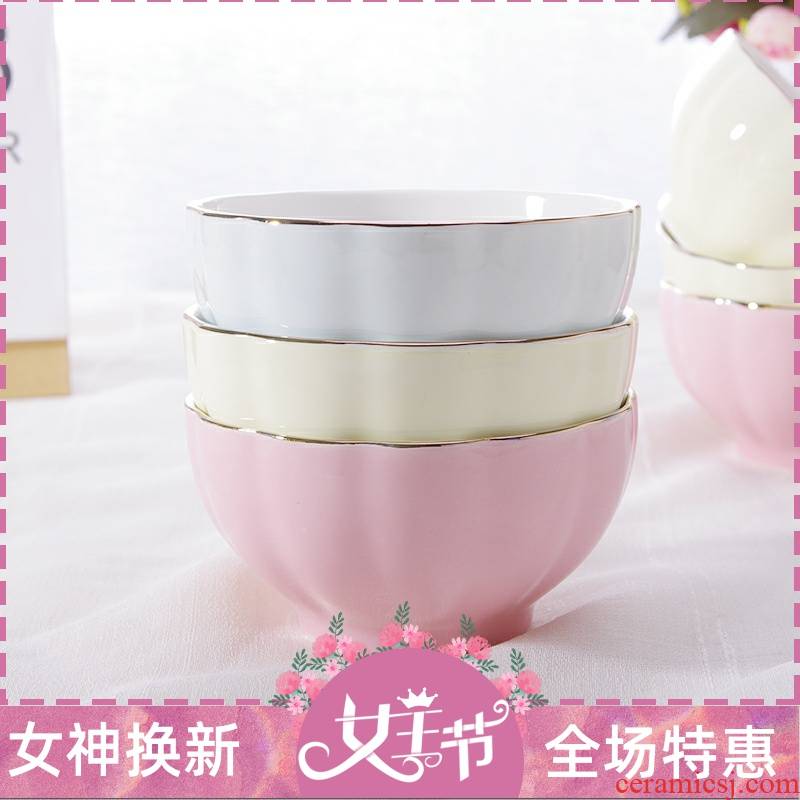 A Warm harbor jingdezhen ceramic bowl household under the glaze color rice bowls and thicken high hot ceramic tableware