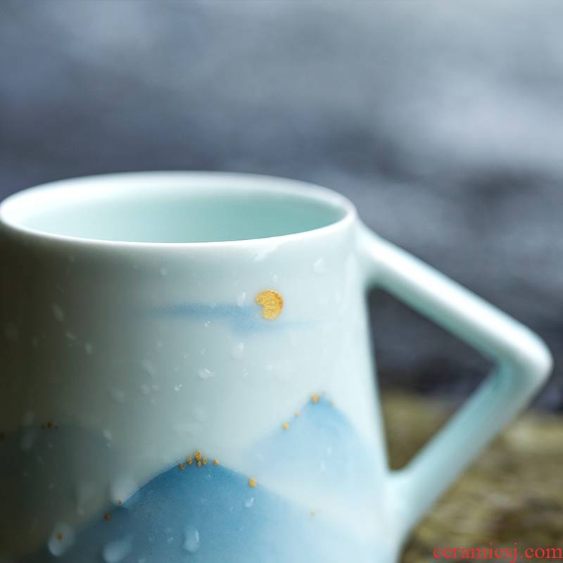 Mountain in hand - made glass of jingdezhen ceramic mugs couples male household glass cup children birthday gift custom