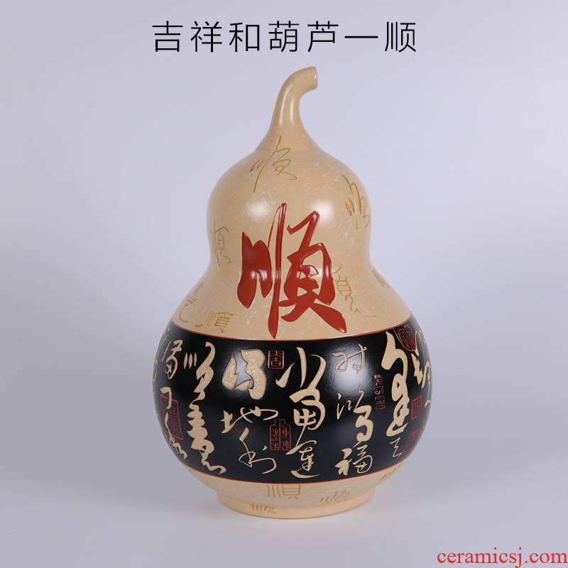 Creative hand - made ceramic arts and crafts of the big gourd made pottery sitting room adornment of Chinese style household furnishing articles birthday birthday gift