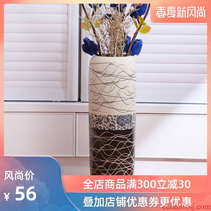 Jingdezhen ceramic flower vases, landing the modern rural style table vase three - piece flower home furnishing articles