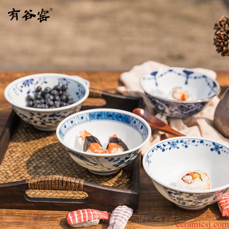 Japan has a valley up ceramic tableware and wind rice bowls bowl blue winds hall move soup bowl porcelain tableware 14.5 cm