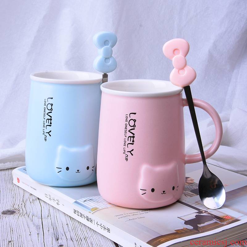 Super express milk ceramic cup female couples water cup a creative move trend spoon, good - & mark cup with cover