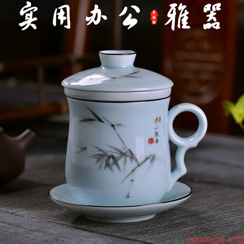 Jingdezhen ceramic tea cups with cover with filter good water glass tea cup office cup and personal home