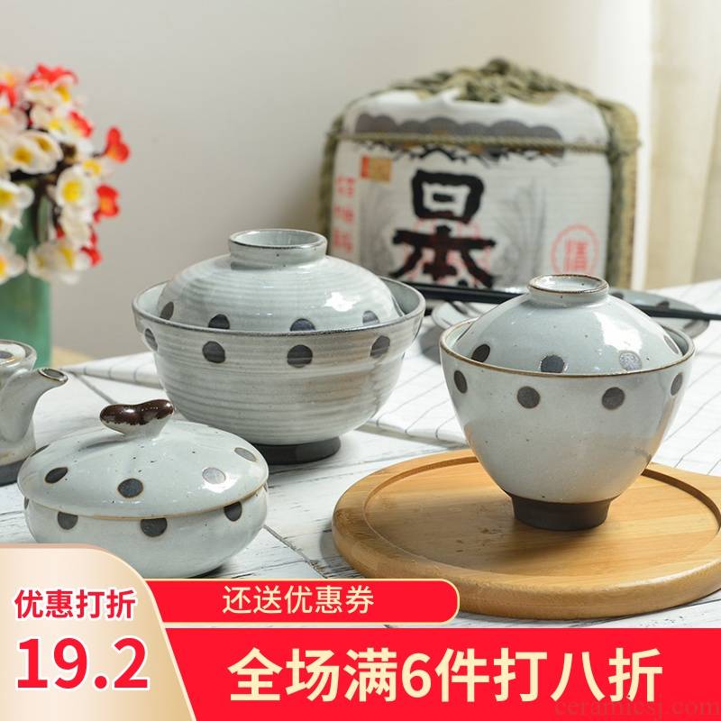 Three ceramic Japanese mercifully rainbow such as bowl with cover soup bowl microwave tableware rainbow such as bowl stew with a single bowl of steamed dense eggs