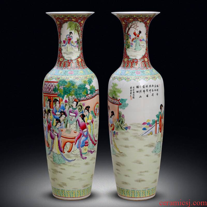 Jingdezhen ceramics of large vases, hand - made pastel jinling twelve women of Chinese big sitting room adornment furnishing articles