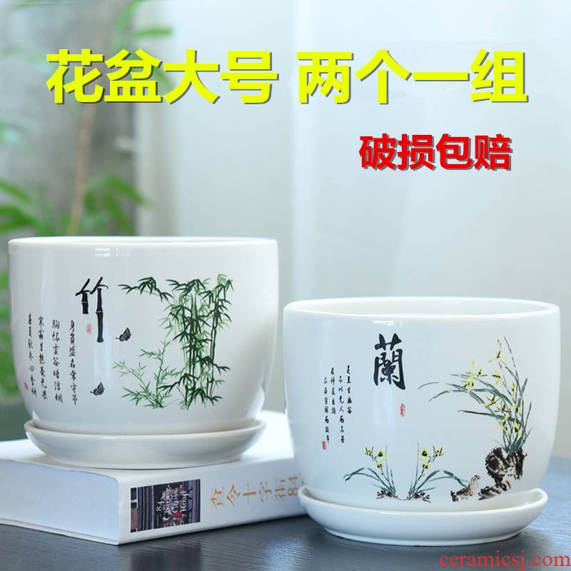 Heavy flowerpot ceramic large special offer a clearance bracketplant with tray was creative money plant contracted household small fleshy flower pot