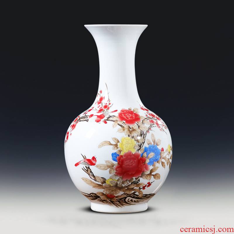 Jingdezhen ceramics powder enamel vase rich ancient frame the sitting room of Chinese style household adornment TV ark, place adorn article