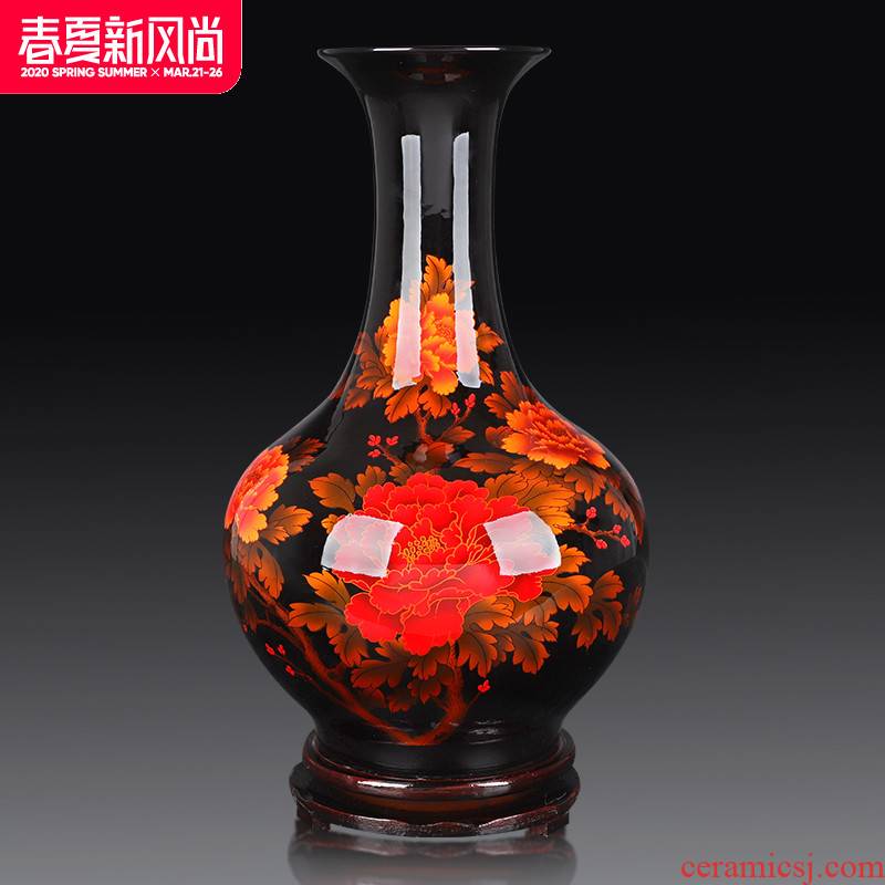 Jingdezhen ceramics vase furnishing articles, black flower arranging the sitting room of Chinese style household decorations arts and crafts porcelain decoration