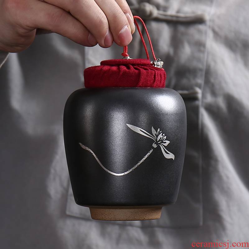 Devoted to inflammation medium coarse pottery retro caddy fixings ceramics half jins to black tea pu - erh tea storage sealing upscale gift box packing