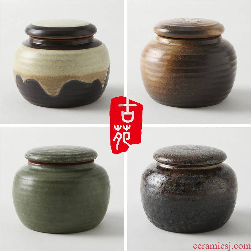 Ancient garden violet arenaceous coarse pottery small mini caddy fixings puer tea with up ceramic seal pot pot of tea store