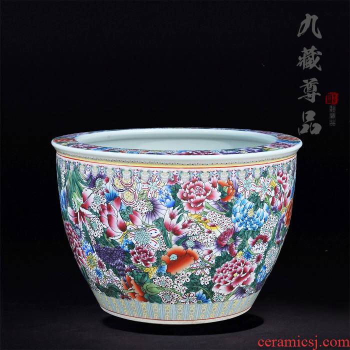 Jingdezhen ceramics antique hand - made famille rose flower is I the cylinder handicraft furnishing articles TV ark, adornment