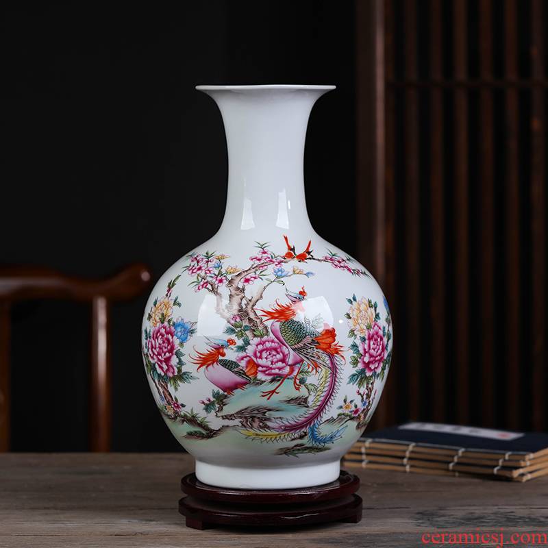 Jingdezhen TaoQinYu famille rose porcelain vase nature science wearing furnishing articles sitting room porch wine bottle of home decoration