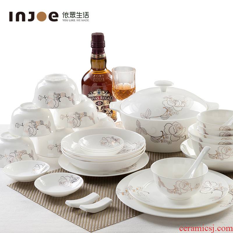 "According to the 56 head tangshan high - grade ipads China tableware suit dishes home dishes suit Chinese ceramics gift box