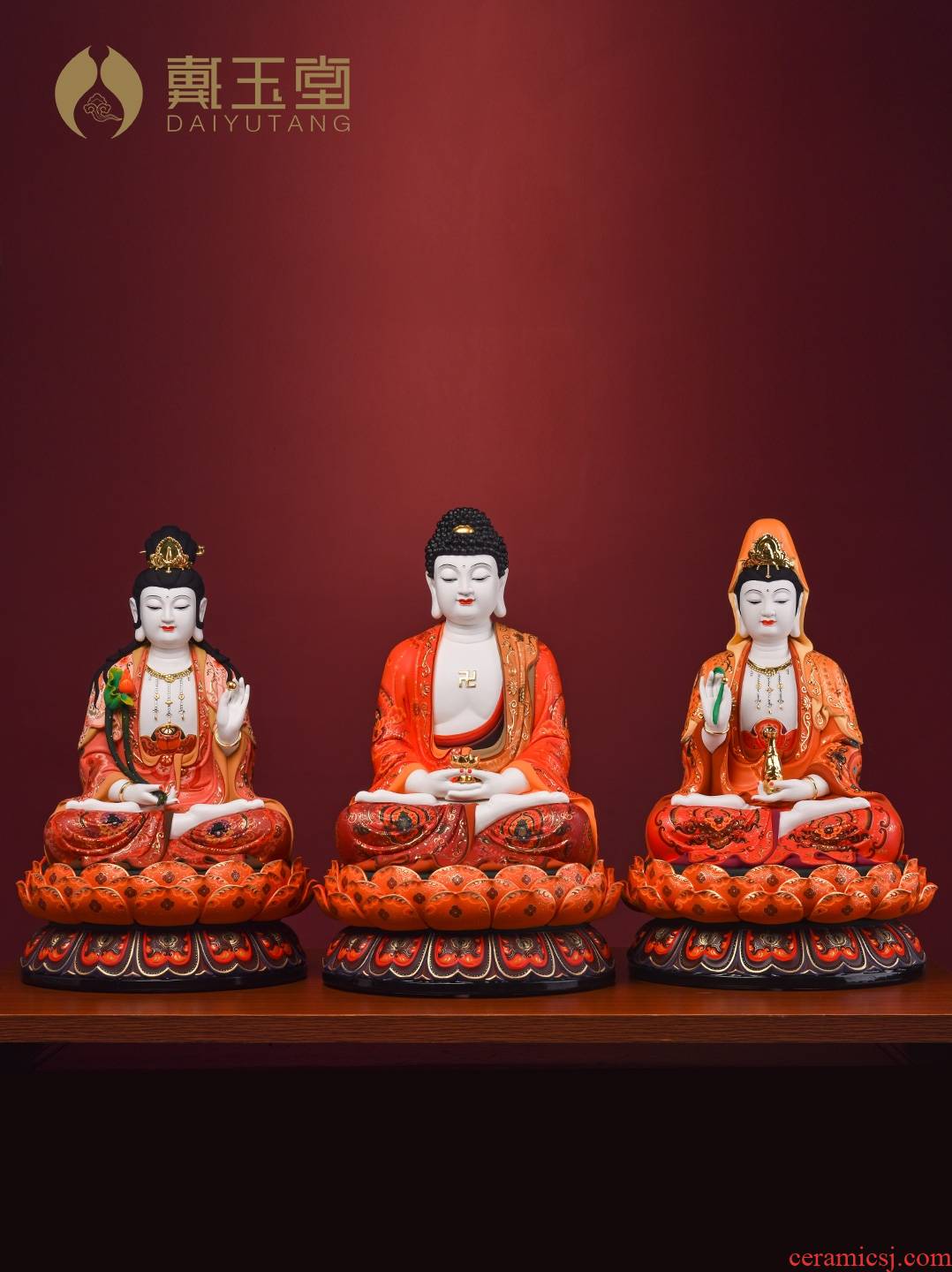 Yutang dai shut down is off the shelves 】 【 very colourful gods worship that occupy the home furnishing articles three holy ceramic Buddha in the west