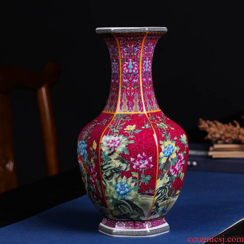 Archaize hexagonal vase qingming classical jingdezhen ceramics decorating furniture accessories the sitting room is the study of the reward bottle