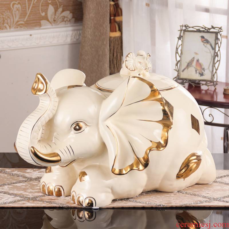 Fort SAN road ceramic barrel with cover ricer box furnishing articles furnishing articles kitchen practical adornment elephant housewarming wedding gift