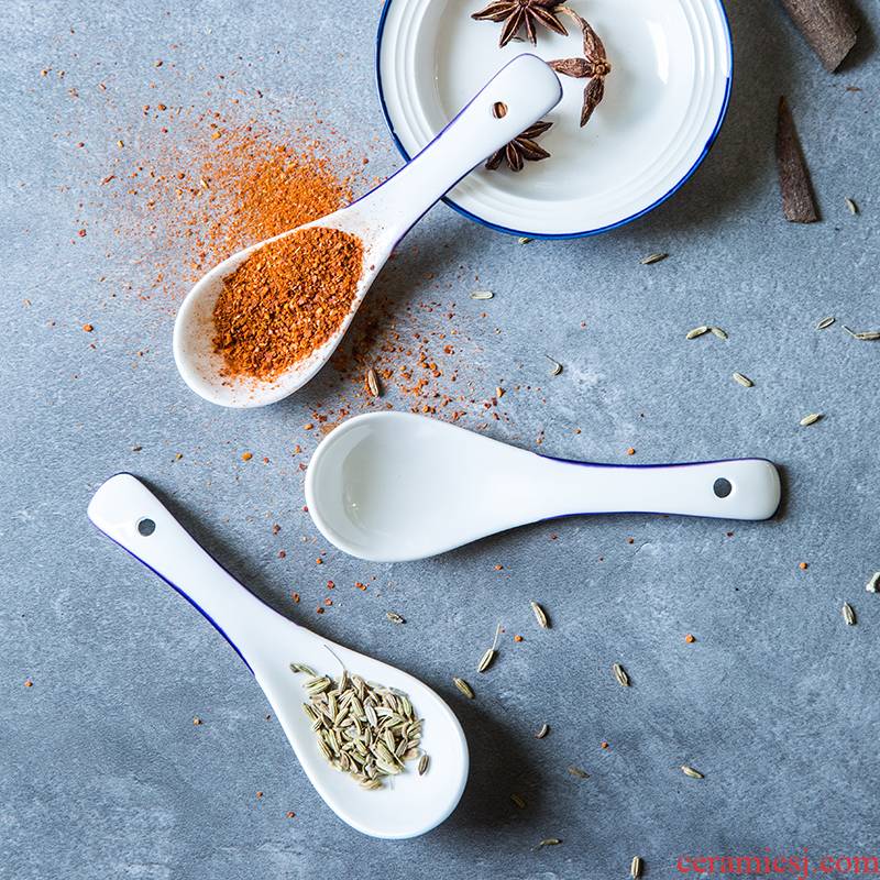 TaoDian creative children 's small spoon, ceramic household porridge spoon, spoon, run rice porridge spoon run out