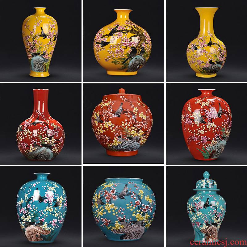 Jingdezhen ceramics hand - made xi mei tip bottles of living room flower vase on household crafts porcelain furnishing articles