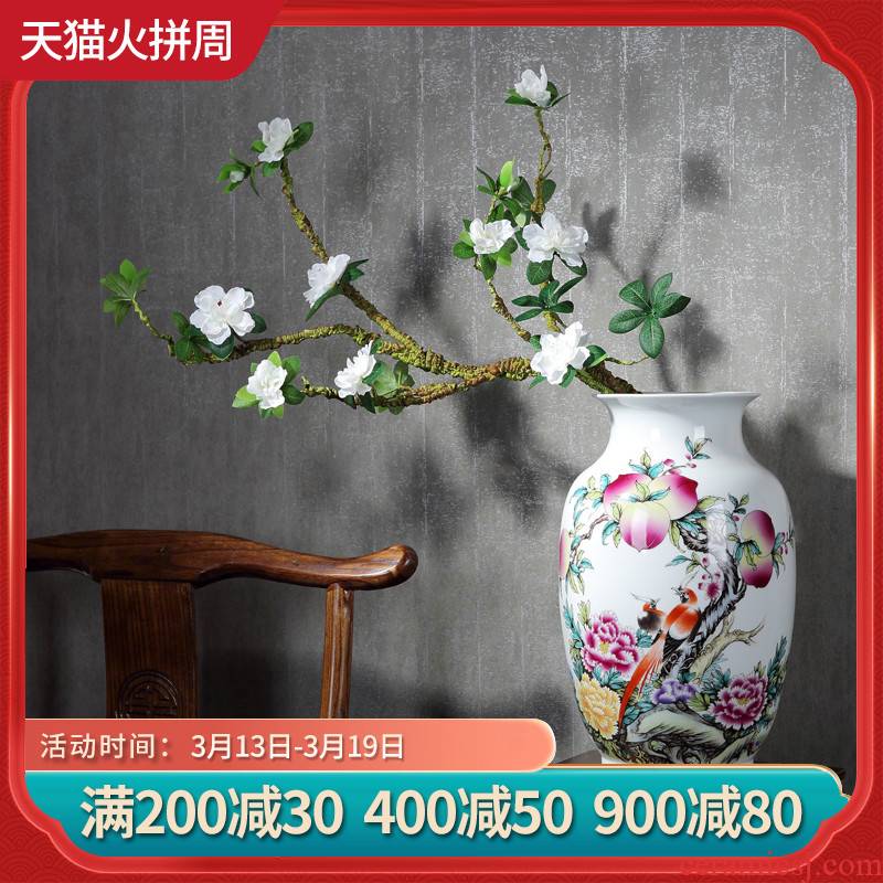 Jingdezhen ceramics vase furnishing articles pastel landscape flower arranging, new Chinese style household living room TV ark, adornment
