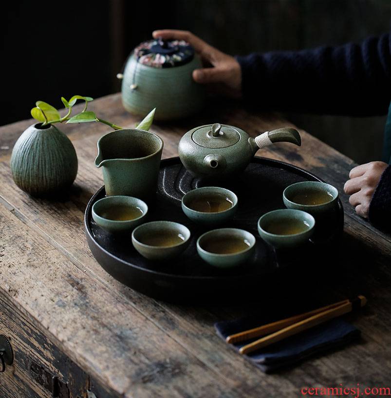 ShangYan Japanese tea set suit household kung fu tea tray ceramic cups contracted office make tea of a complete set of restoring ancient ways