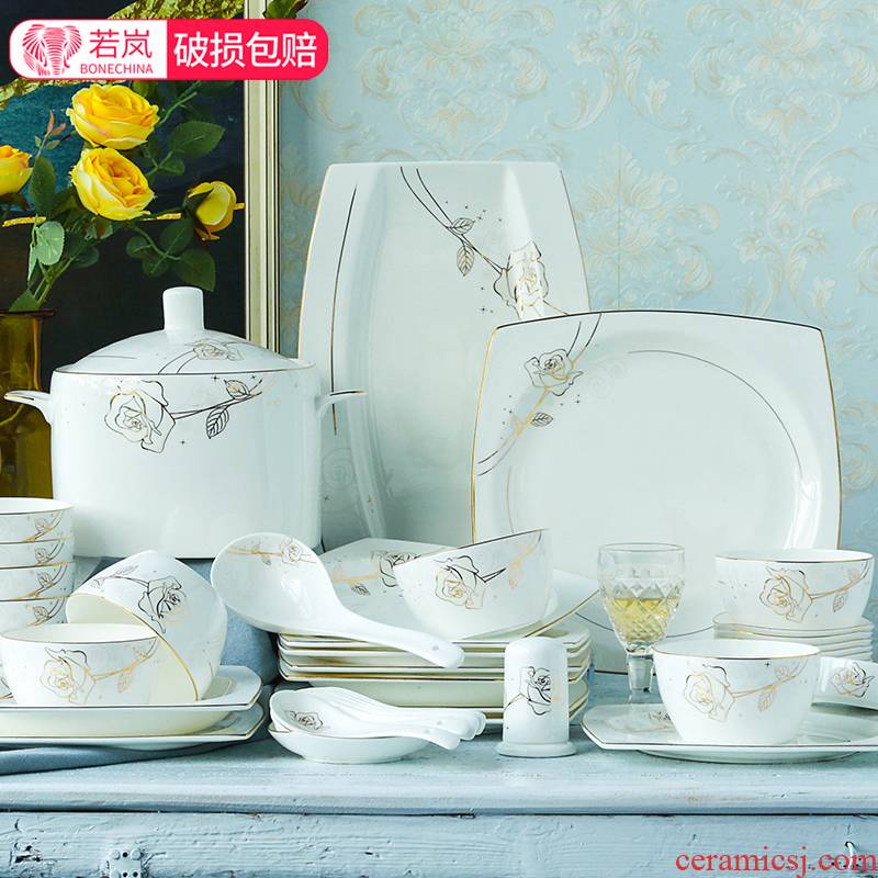 If haze ipads porcelain tableware suit dishes suit 56 home European fresh ceramic bowl chopsticks combination plate