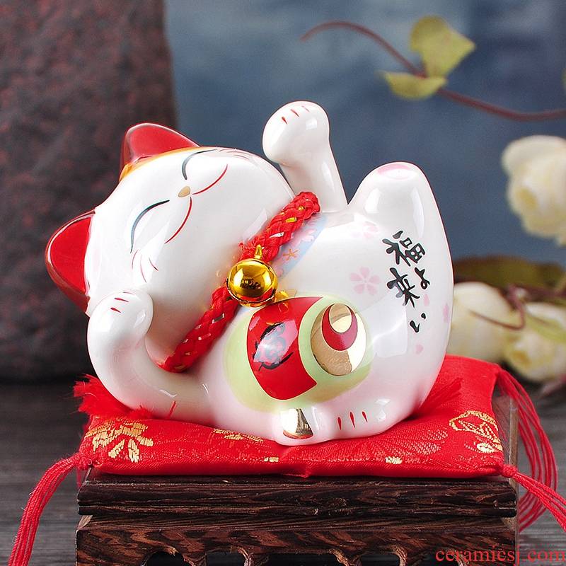 Stone workshop mini plutus cat trumpet furnishing articles piggy bank ceramic household adornment birthday gift in the New Year