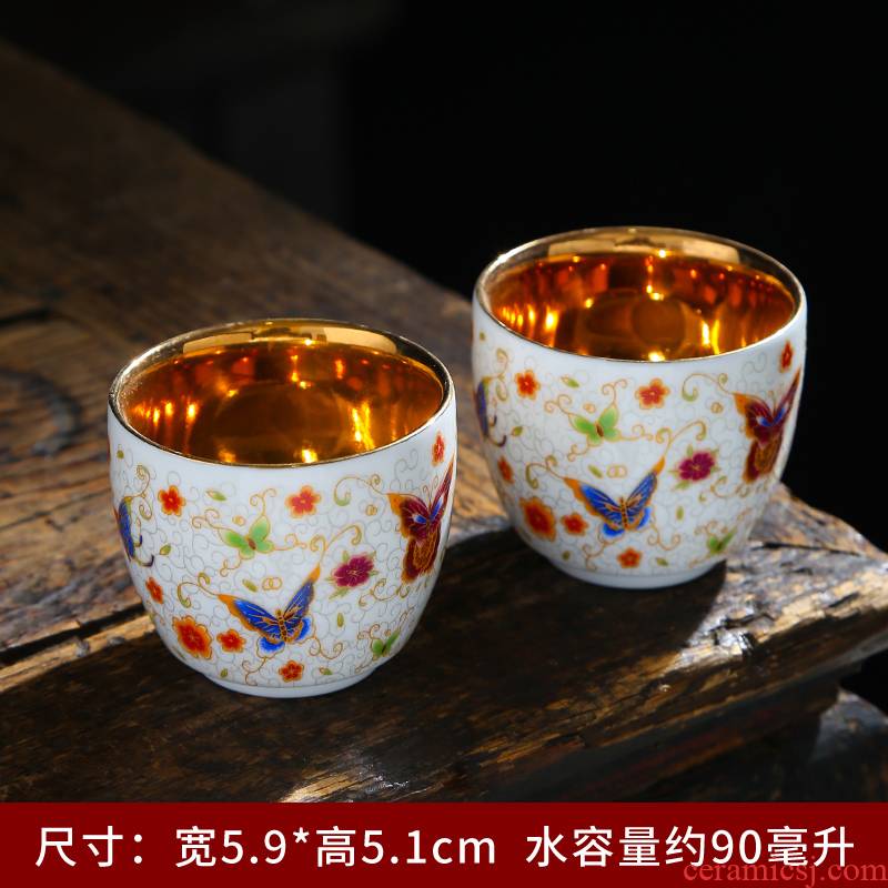 High - end masters cup cup dehua white porcelain sample tea cup household gifts by patterns suet jade porcelain tea set, ceramic