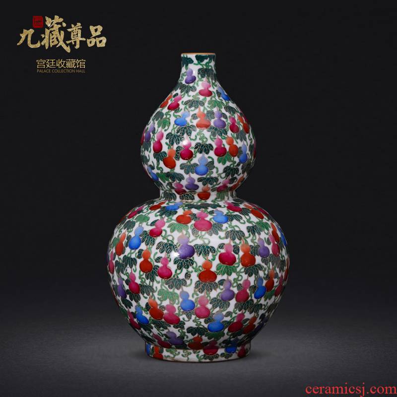 Jingdezhen ceramics antique hand - made colored enamel paint crafts vase wire inlay gourd bottle collection