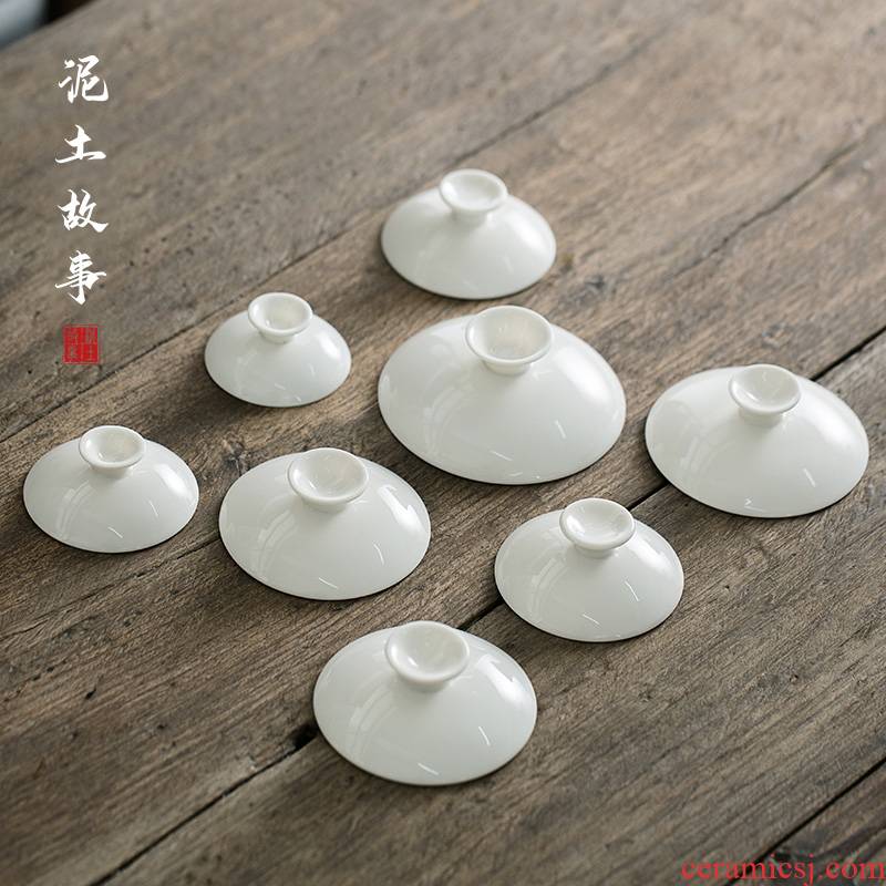 Lard white sheet cover only three tureen bowl cups the lid ceramic kung fu tea set with parts with zero with white porcelain
