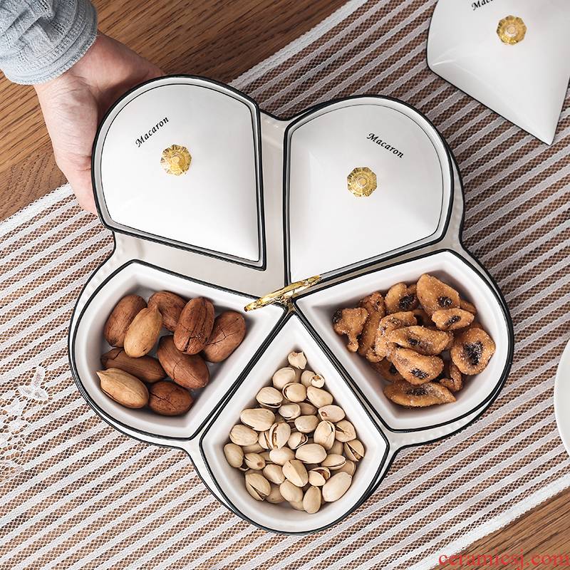 Simple fruit bowl ceramic dry fruit tray was continental large plate frame compote creative snacks of disk all the handles