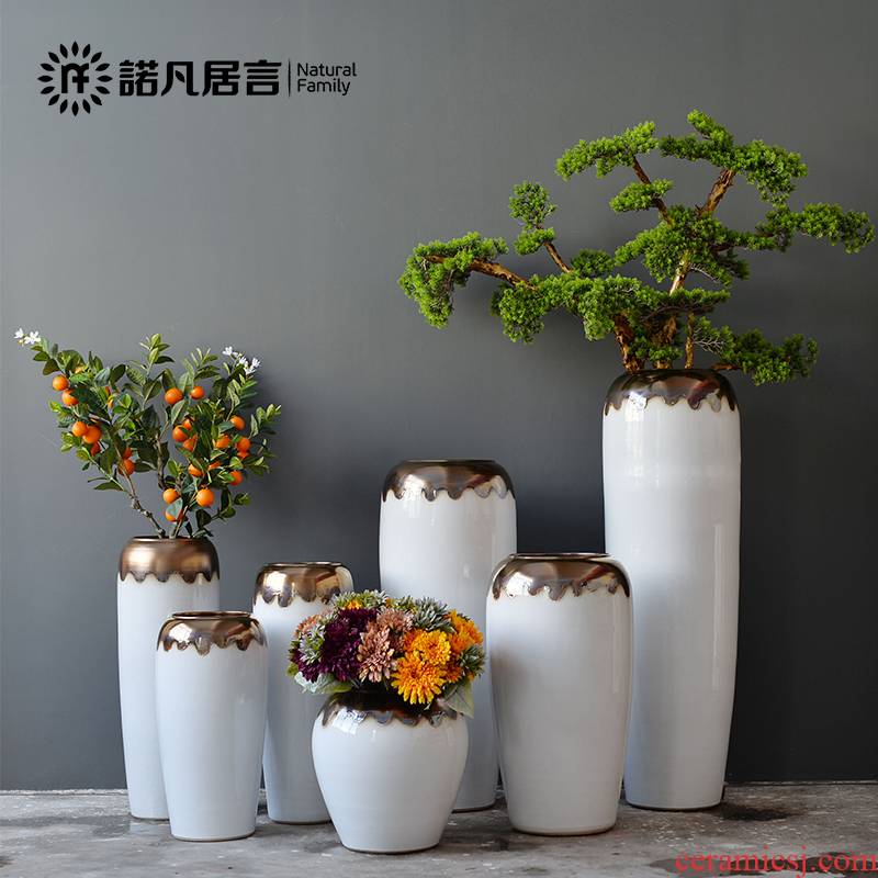 Jingdezhen ceramic vase landed a large sitting room light dry flower arranging furnishing articles of luxury white Nordic modern simple decoration