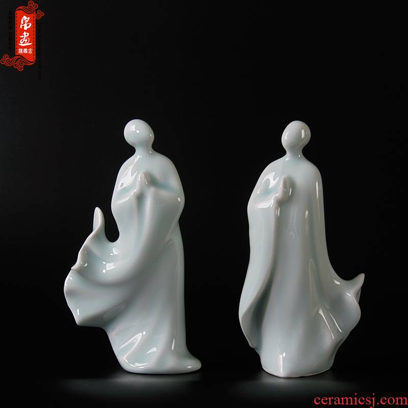 Jingdezhen ceramic Buddha furnishing articles shadow green town curtilage home sitting room porch teahouse study zen to ward off bad luck, decorative accessories